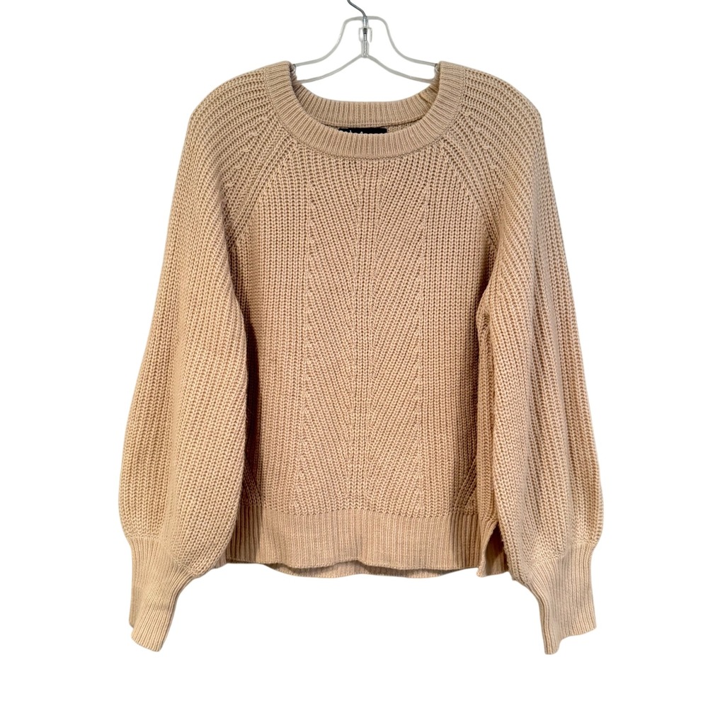 Lulus Chunky Cable Knit Sweater Women's Large Cream Balloon Sleeve Hippie Dainty